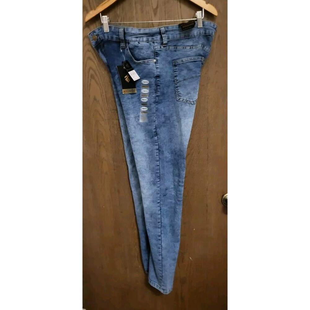 Rocawear Mens Blue Skinny Stretch 5 Pocket Jeans Faded Wash Size 40x30
